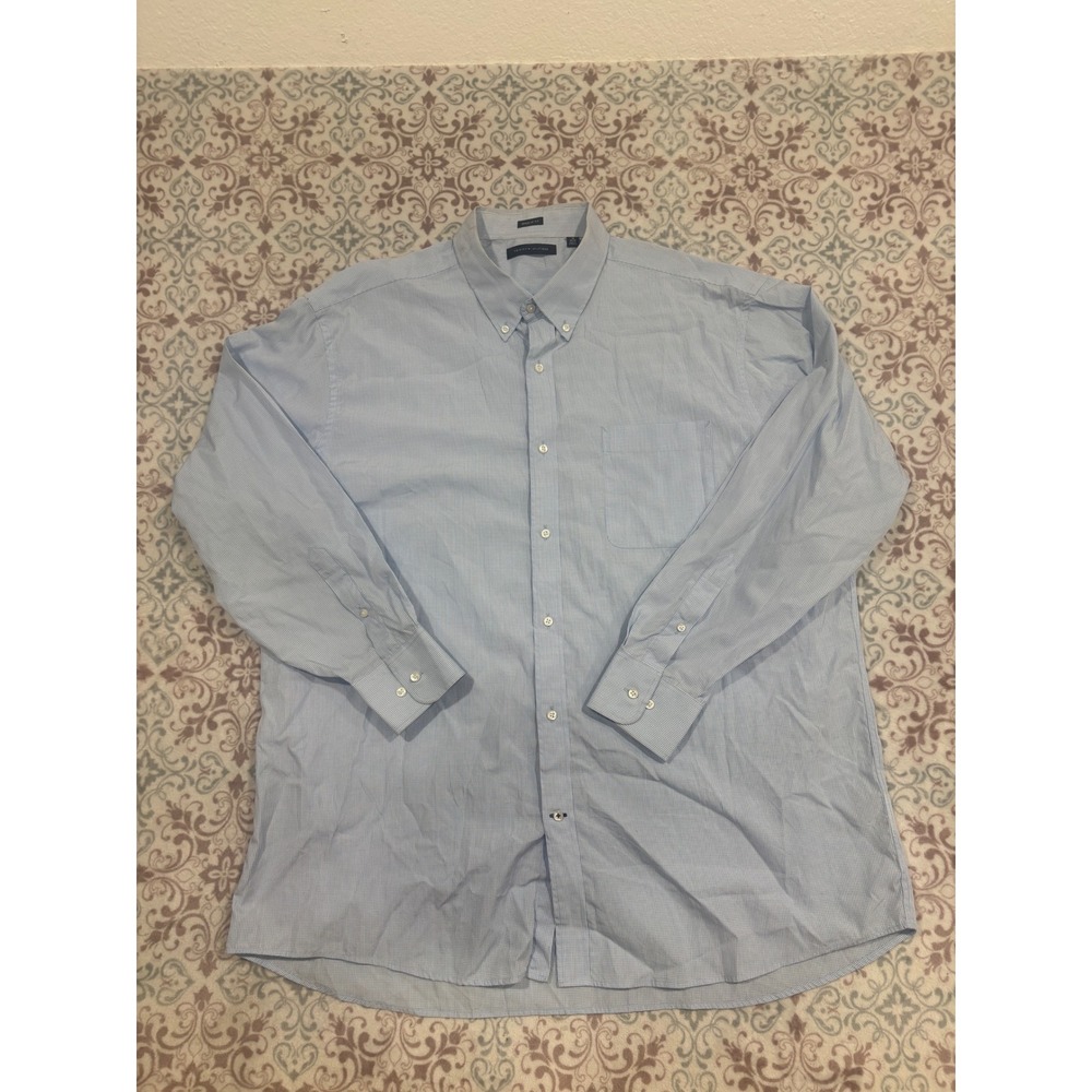 Tommy Hilfiger Mens Regular Fit Gingham Button Down Shirt Blue White 18 34/35